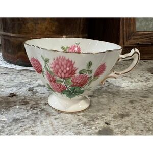 Hammersley & Co Pink Clover Bone China Teacup Made in England Gold rim vintage